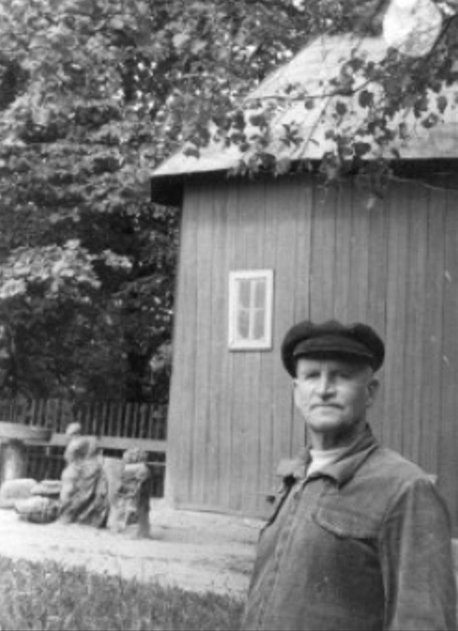A. Bardauskas prie Baublio. Apie 1967 m. Šilalės Vlado Statkevičiaus muziejaus fondo nuotrauka.